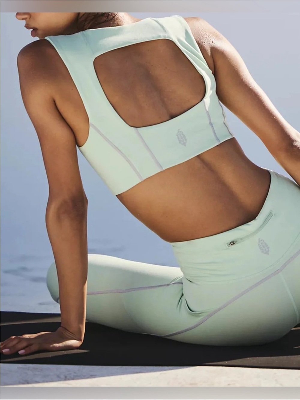NWOT FREE PEOPLE You're A Peach Sports Bra in Cactus Mint, S